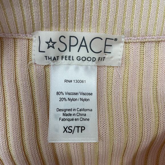 L Space Skirt Womens Extra Small Pink Ribbed Knit Stretch Pull On Slit Maxi XS - Picture 5 of 7